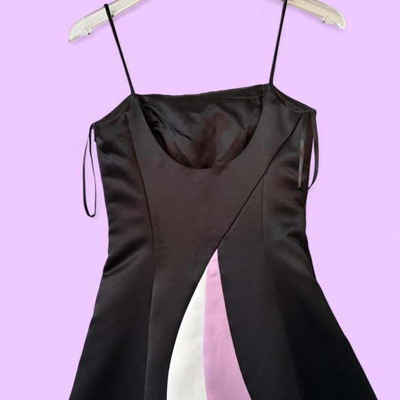 1990s Jessica McClintock Black Pink Swirl Princess Formal Prom Dress - Picture 4 of 8